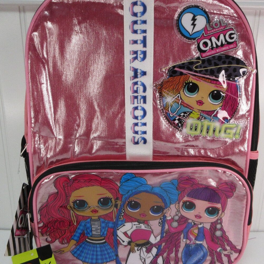 LOL Surprise OMG Girls 17" Backpack Pink School Book Bag by MGA Kids NEW